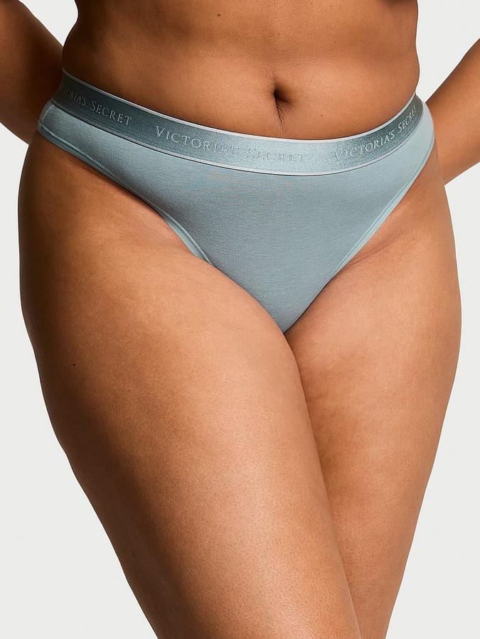 Logo Cotton Thong Panty image number 0