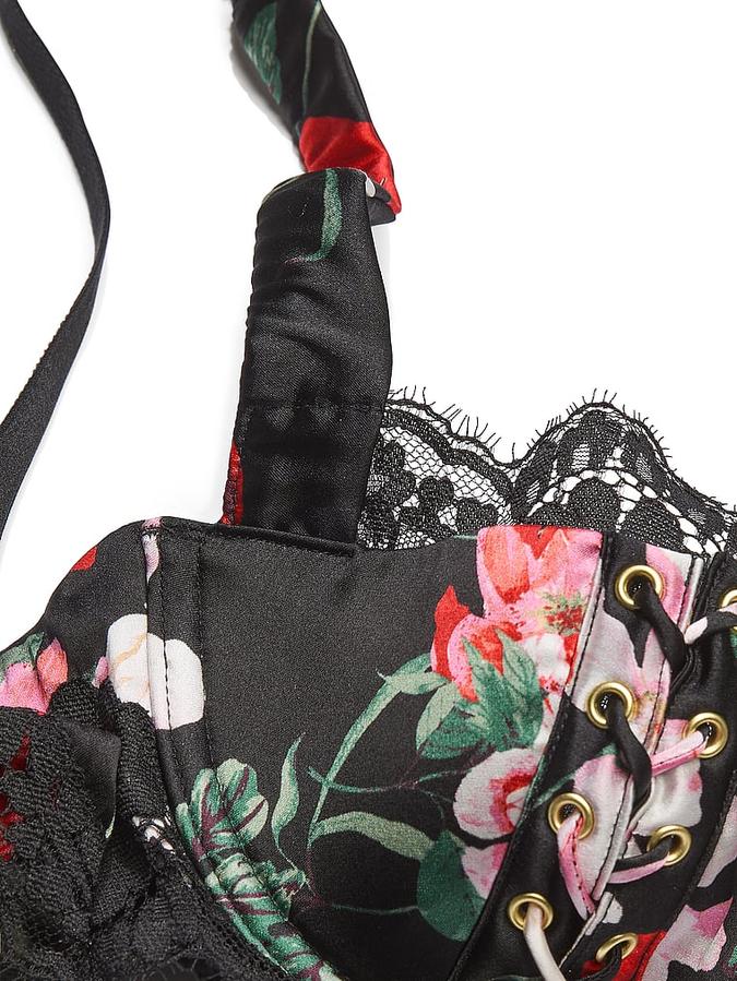 ATELIER Victoria's Secret Satin Lace Trim Lightly Lined Balconette Bra image number 3