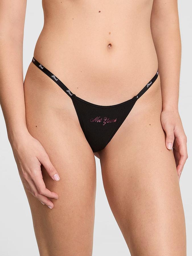 Logo Cotton String Micro Thong Panty