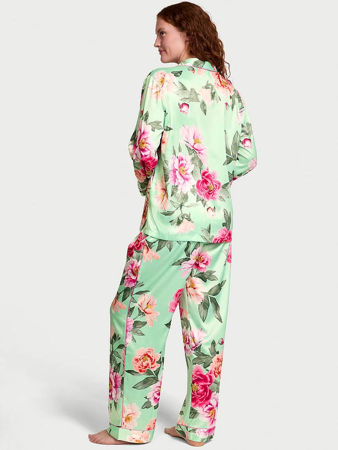 Glazed Satin Long Pajama Set image number 1