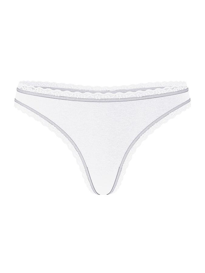 Stretch Cotton Lace-Waist Thong Panty image number 0
