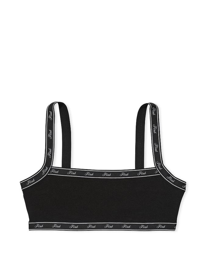 Cotton Logo Straight-Neck Bralette image number 0