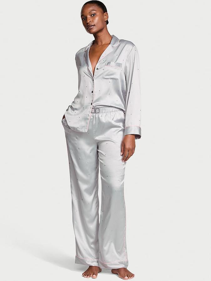 Glazed Satin Dew Drop Long Pajama Set image number 0