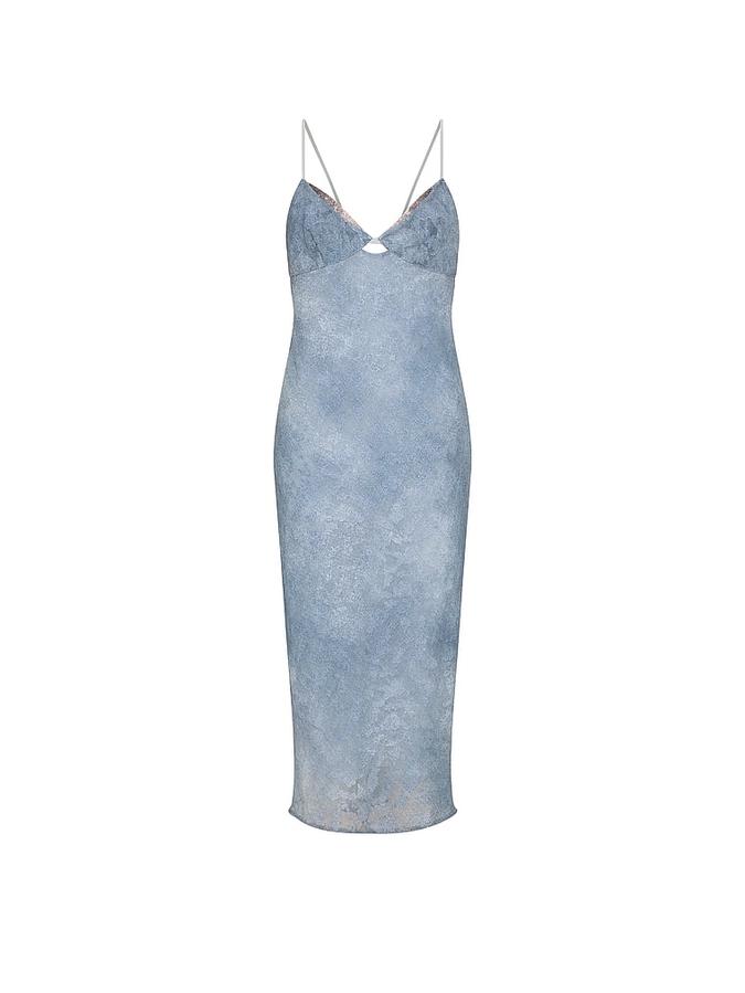 Denim Jacquard Shine Midi Slip Dress image number 2