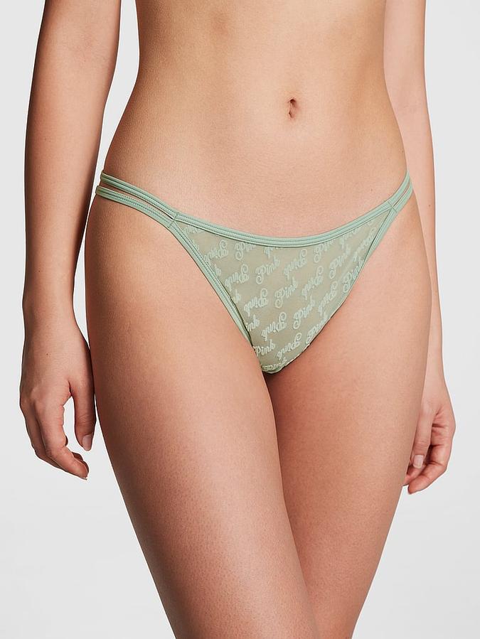 Logo Mesh Strappy Thong Panty image number 0