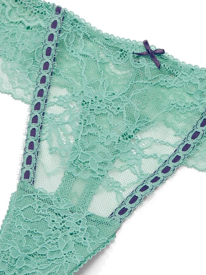 Ribbon Slot Lace Thong Panty image number 2