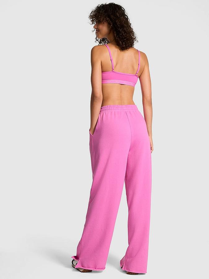 Ivy Fleece Wide-Leg Split-Hem Sweatpants