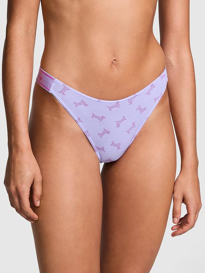 Logo Cotton High-Leg Thong Panty image number 0