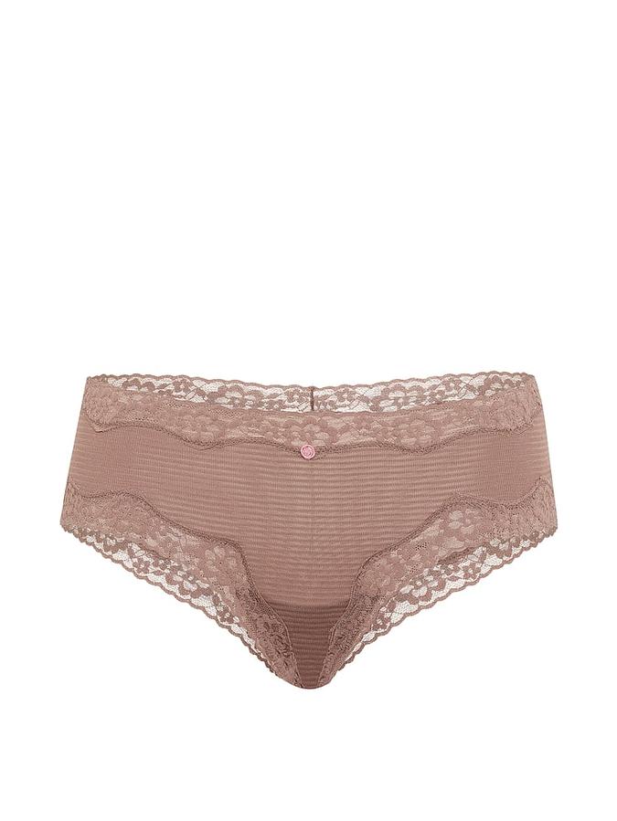 Cotton Shadow Stripe Lace-Waist Cheeky Panty image number 2