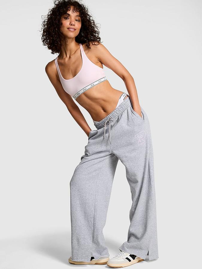 Ivy Fleece Wide-Leg Split-Hem Sweatpants