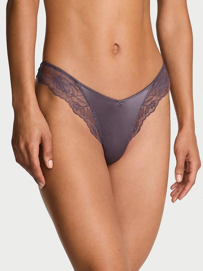 Rose Lace-Trim High-Leg Thong Panty image number 0