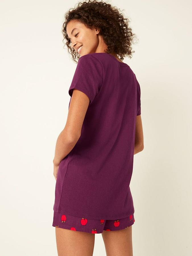 Cotton Sleep Shirt & Flannel Boxy Pajama Shorts Set image number 1