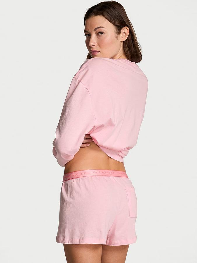 100% Cotton Shine Long-Sleeve Short Pajama Set