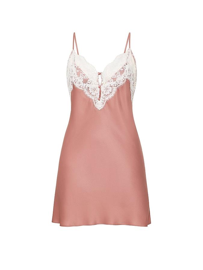 Satin Lace-Trim Short Slip Dress image number 2
