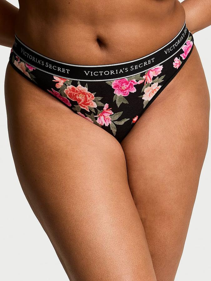 Logo Cotton Thong Panty