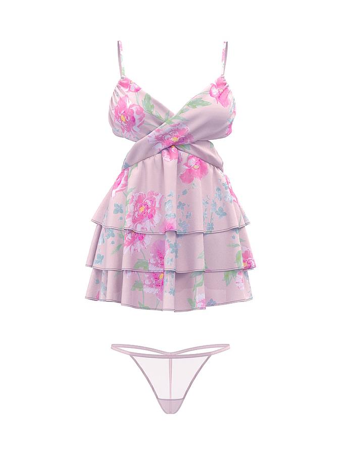 Peony Chiffon Ruffled Babydoll Set image number 2