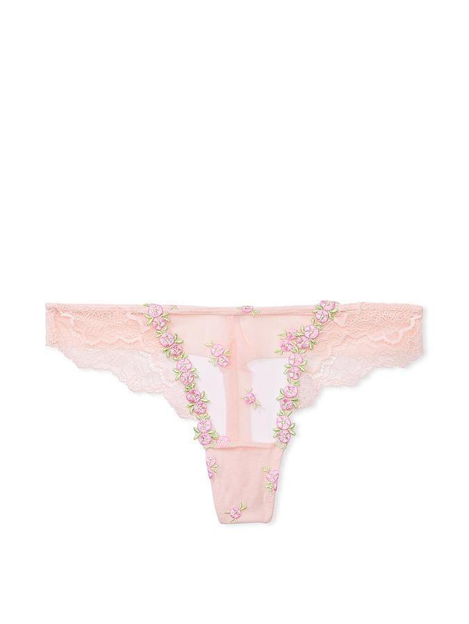 Rosebud Embroidery Thong Panty image number 2
