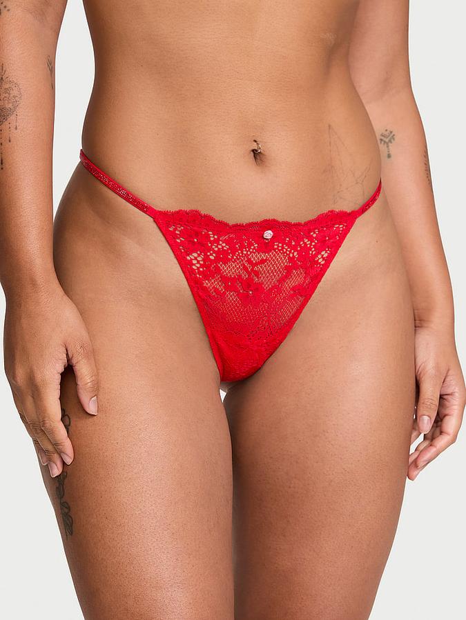 Twinkle Strap Lace V-String Panty image number 0