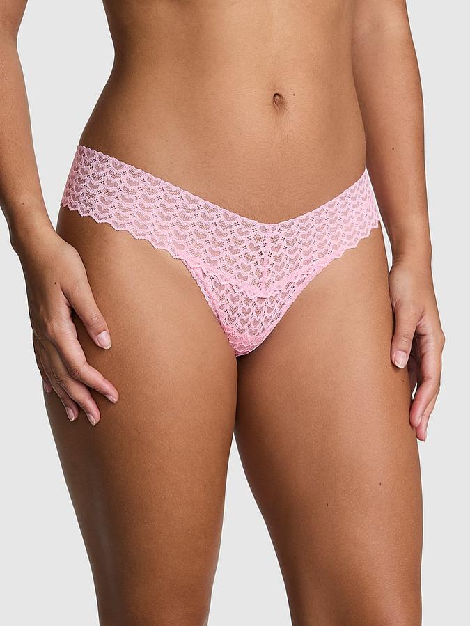 Wink Heart Lace Thong Panty image number 0