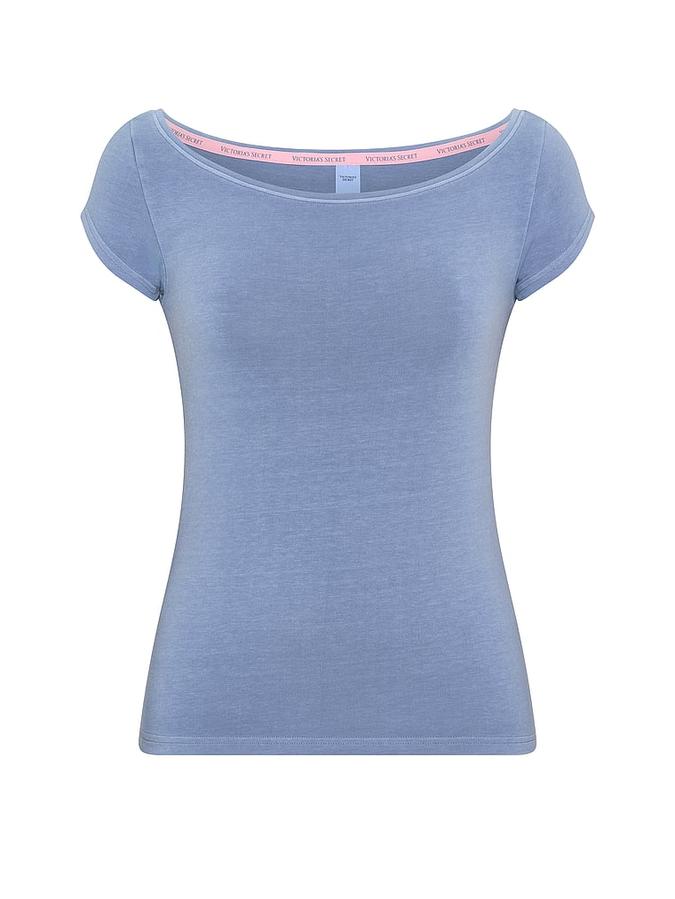 Stretch Cotton Fitted Boatneck Tee image number 2