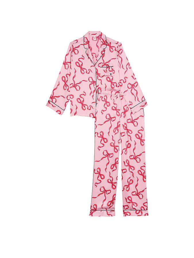 Glazed Satin Long Pajama Set image number 2