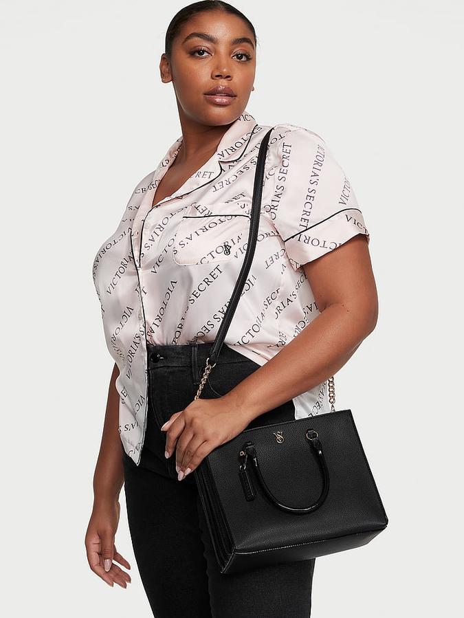 The Victoria Crossbody Satchel Bag black image number 2