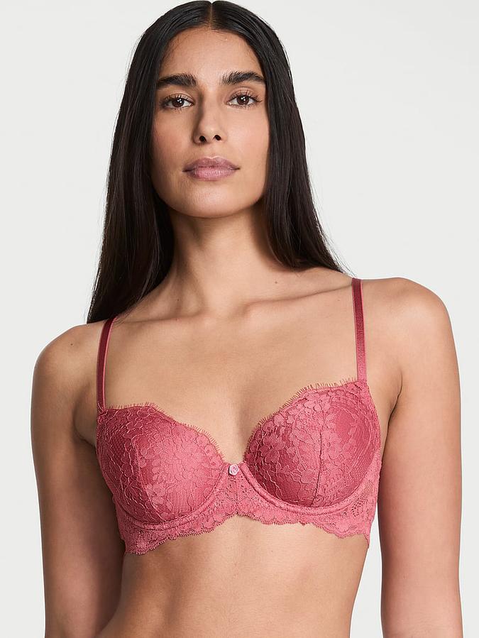 Pink Lace Lightly Lined Classic Coverage Demi Bra Lace Lightly Lined Classic Coverage Demi Bra