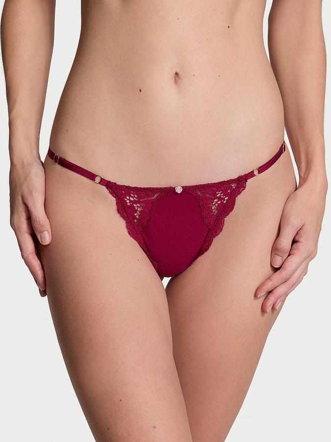 Lace-Trim Adjustable V-String Panty image number 0