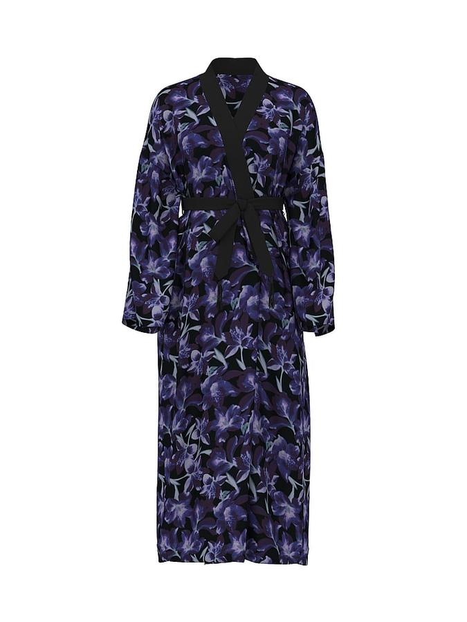 Electric Orchid Burnout Velvet Long Robe image number 0