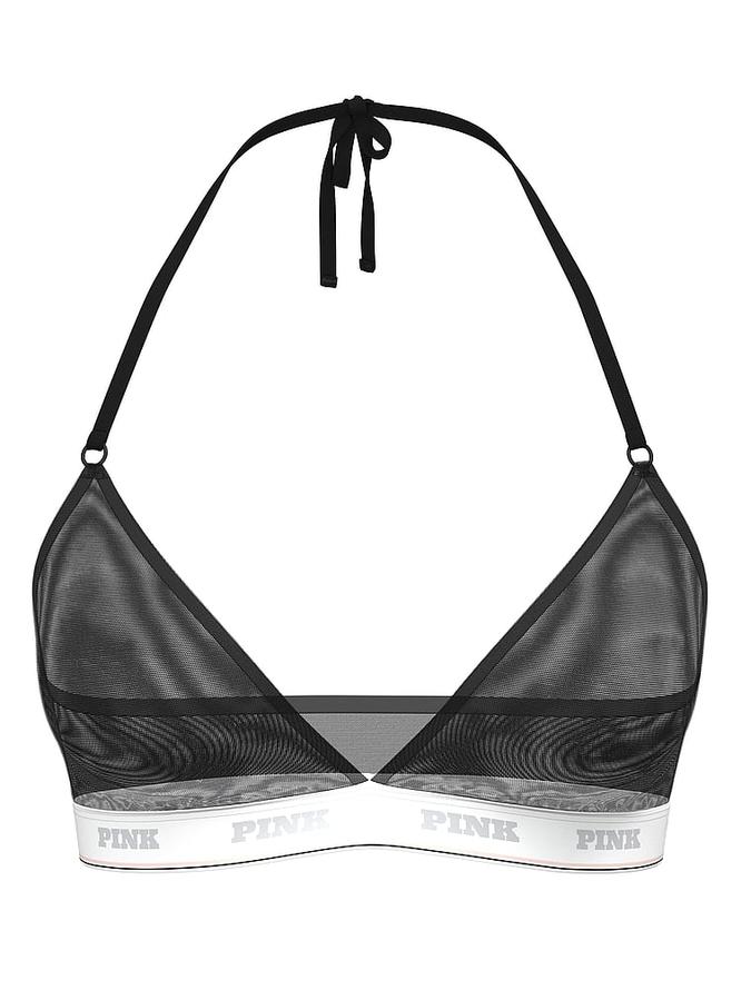 Logo Mesh Halter Triangle Bralette image number 2