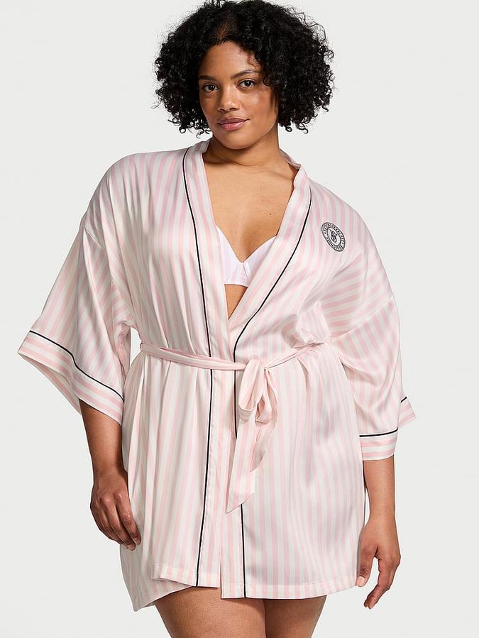Satin Short Piped Robe image number 0