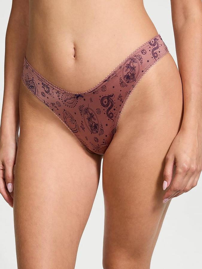 Printed High-Leg Thong Panty image number 0