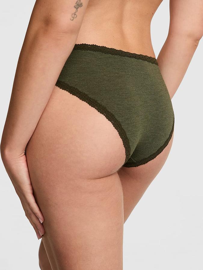 Cotton Lace-Trim Low-Rise Cheeky Panty image number 1