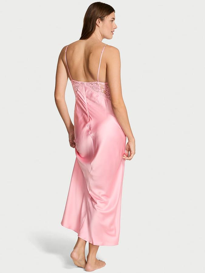 Twinkle Satin & Lace Long Slip Dress