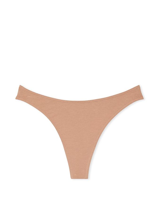 Stretch Cotton High-Leg Scoop Thong Panty image number 1
