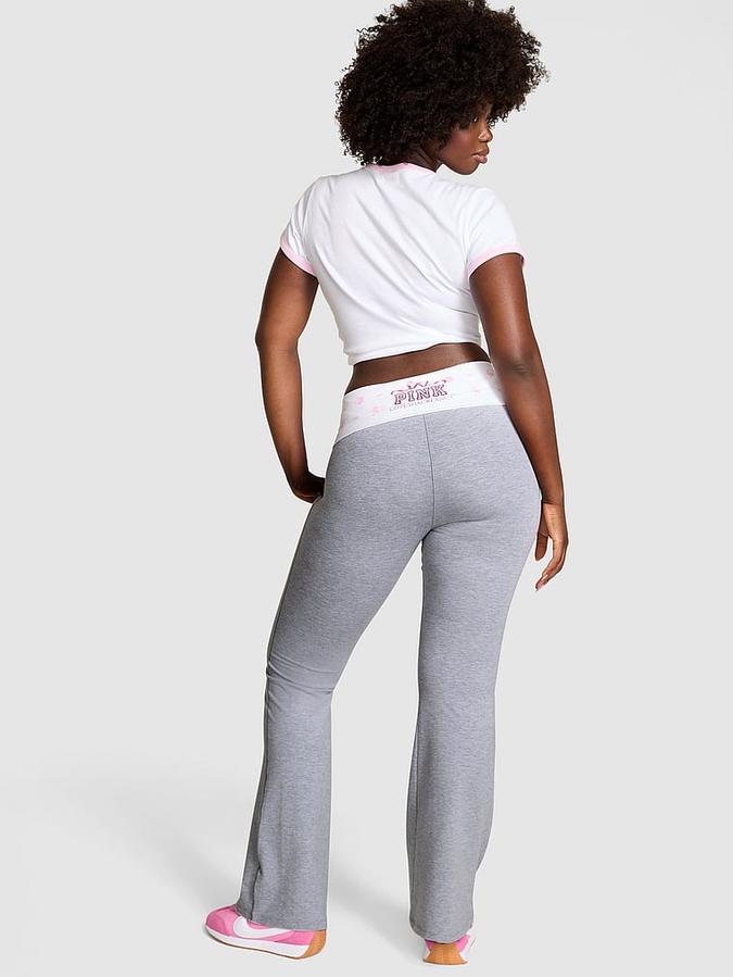 Grey PINK x LoveShackFancy Cotton Foldover Flare Leggings PINK x LoveShackFancy Cotton Foldover Flare Leggings
