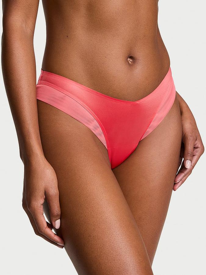 Sheer Reveal Mesh-Trim Strappy-Back Cheeky Panty