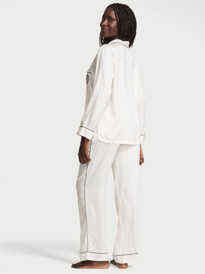 Glazed Satin Long Pajama Set image number 1