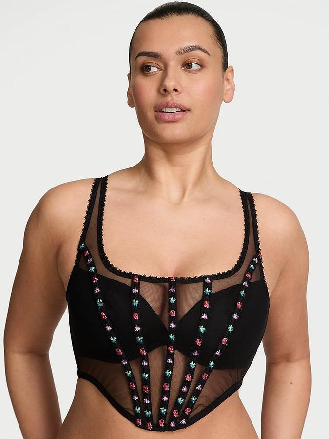 Dark Blossom Embroidery Corset Top image number 0