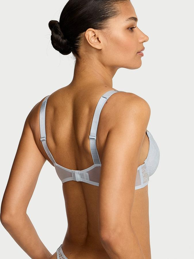 Shine Strap Rose Lace Lightly Lined Low-Cut Demi Bra