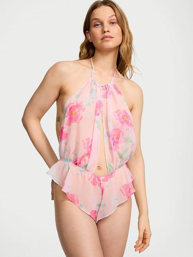 Peony Chiffon Halter Teddy image number 0