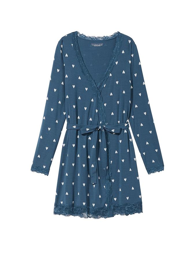 Modal Soft Lace-Trim Wrap Robe image number 2