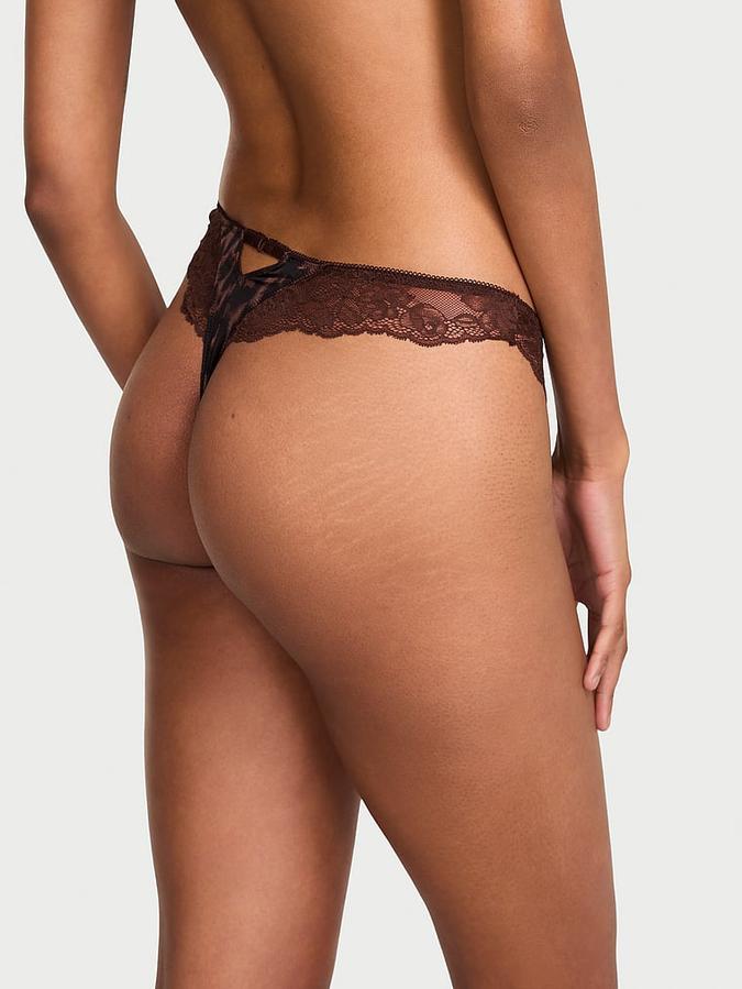 Rose Lace-Trim High-Leg Thong Panty image number 1