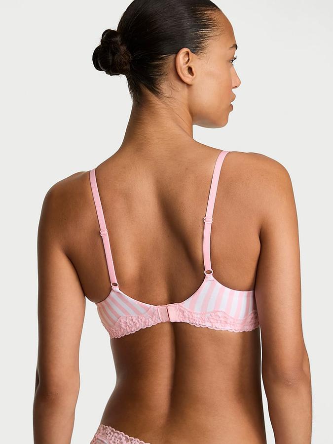 Cotton Lace-Trim Lightly Lined Balconette Bra