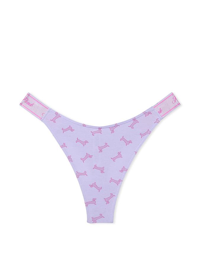 Logo Cotton High-Leg Thong Panty