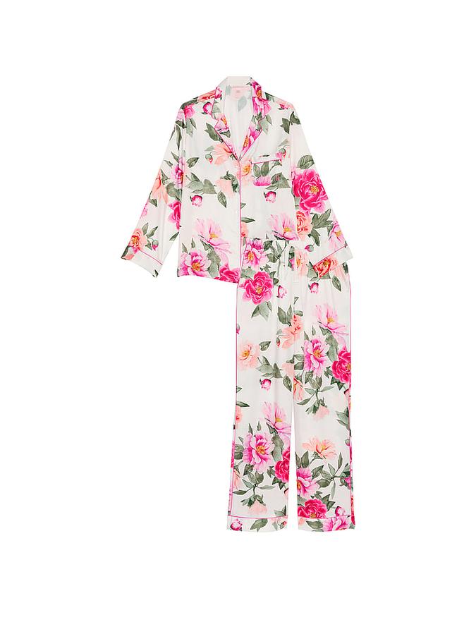 Glazed Satin Long Pajama Set image number 2