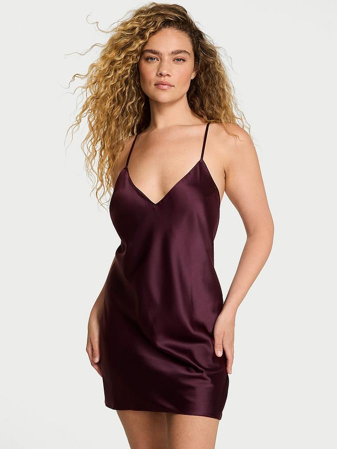 Satin Open-Back Slip Dress image number 0