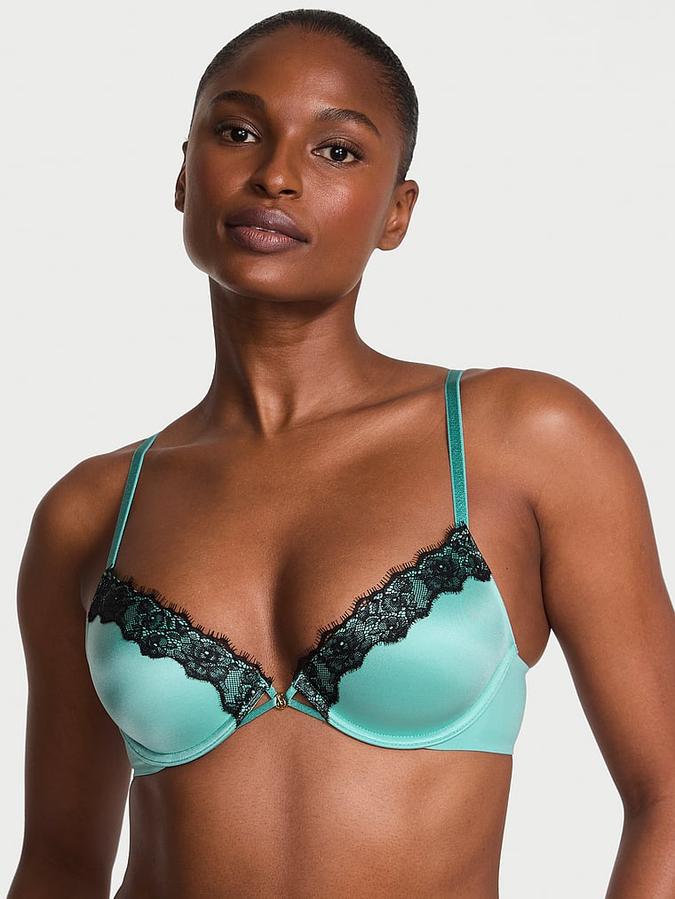 Lace-Trim Lightly Lined Plunge Demi Bra image number 0