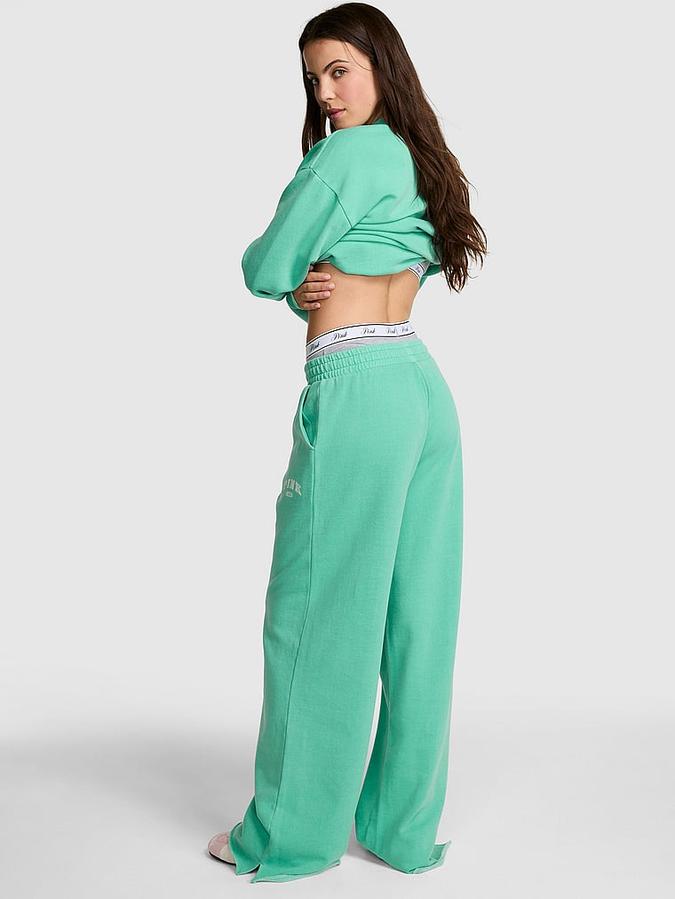 Ivy Fleece Wide-Leg Split-Hem Sweatpants