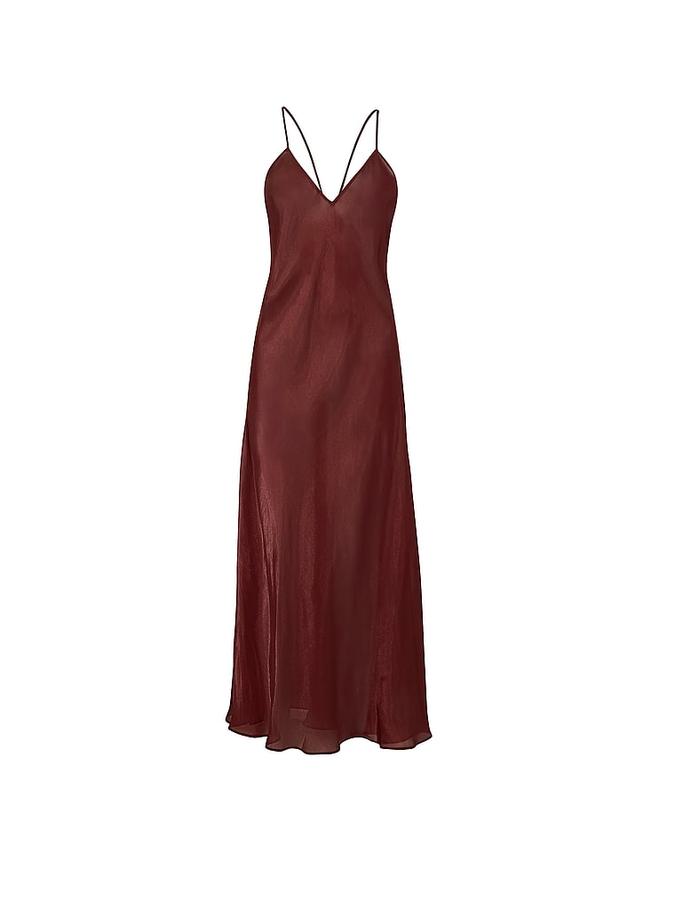 Luxe Sheer Satin Long Slip Dress image number 2